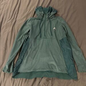 Adidas Green Pullover with Hood and 1/2 Zip